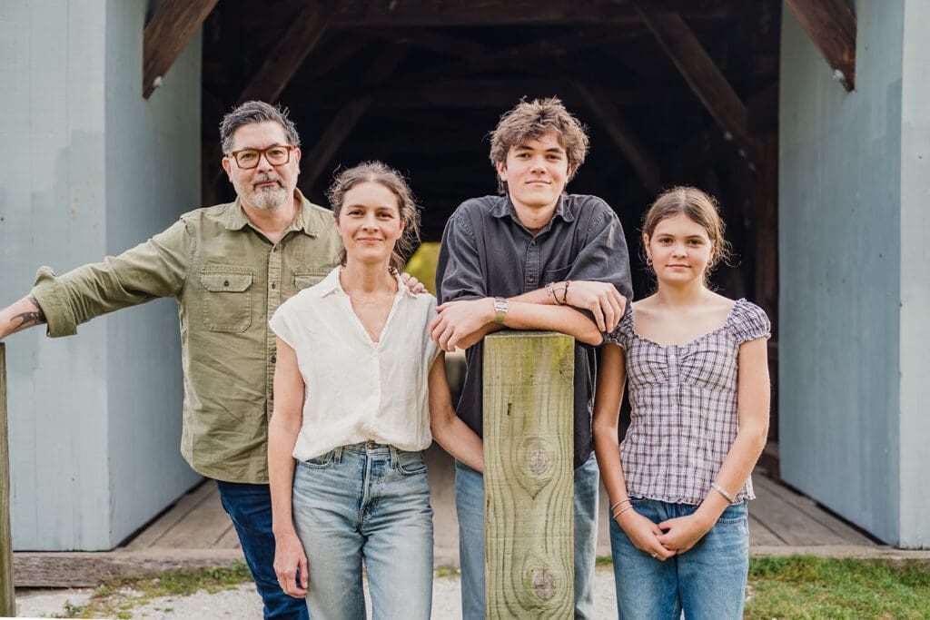 Fine art family portrait with candid expressions during a mini session